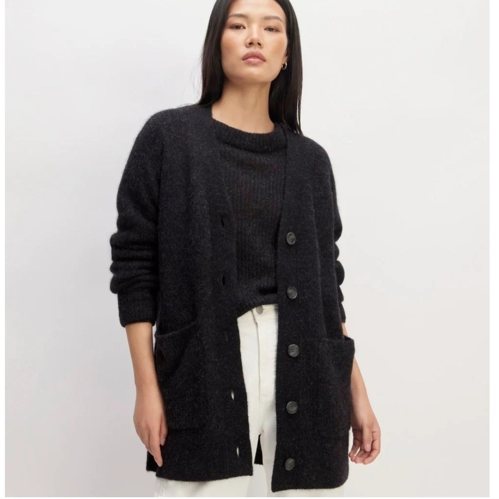 EVERLANE Alpaca Merino Blend Smart Casual‎ Quiet Luxury Pockets Cardigan sz S